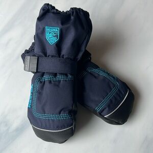 Hestra Kids Mittens - Dark Blue with Light Blue Accents